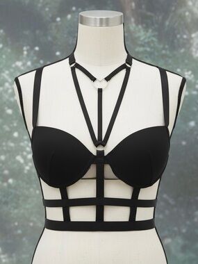 Black Festival Punk Bralette Harness New